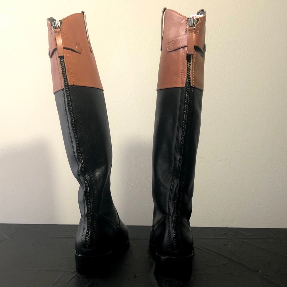 Halston Heritage Barbara Black Brown Riding Boot 6 - Picture 3 of 11